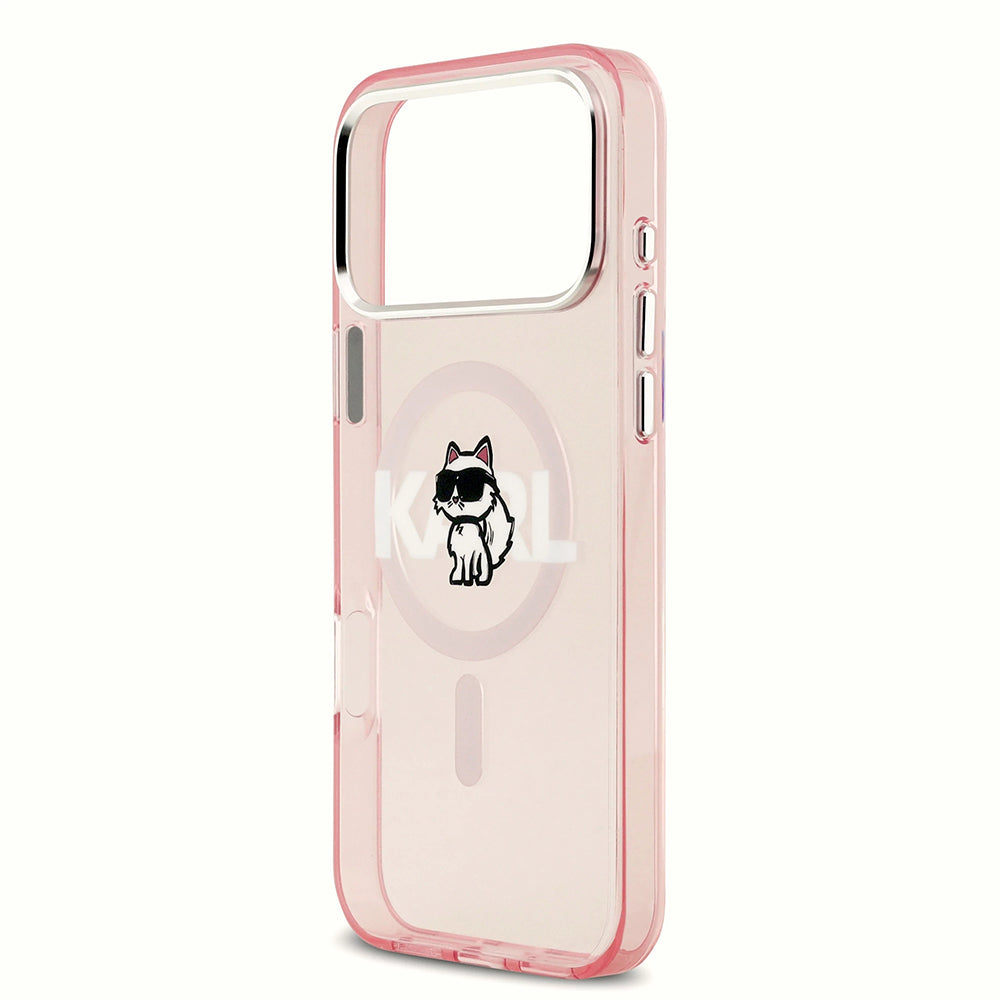 Husa de protectie Karl Lagerfeld IML Choupette Sketch Logo MagSafe (KLHMP17LHGCHGKBP) compatibil cu iPhone 17 Pro, Roz