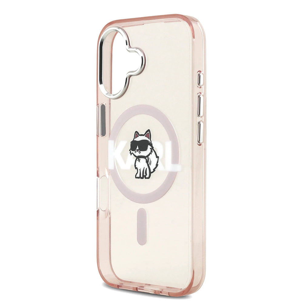 Husa de protectie Karl Lagerfeld IML Choupette Sketch Logo MagSafe (KLHMP17SHGCHGKBP) compatibil cu iPhone 17, Roz