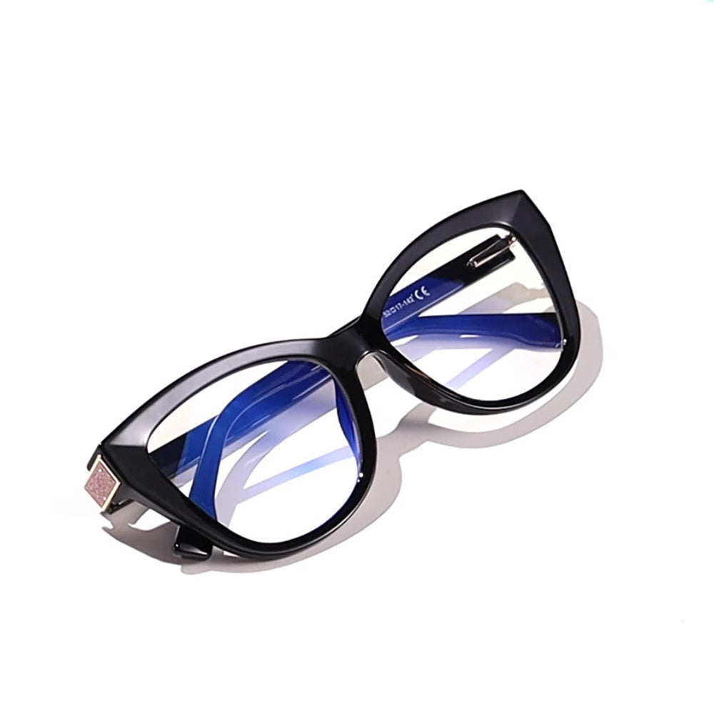 Techsuit Anti-Blue Light Glasses Reflex PC (2276), for Women, Cat Eye, TR90&PC Frame, AC Lens, Negru