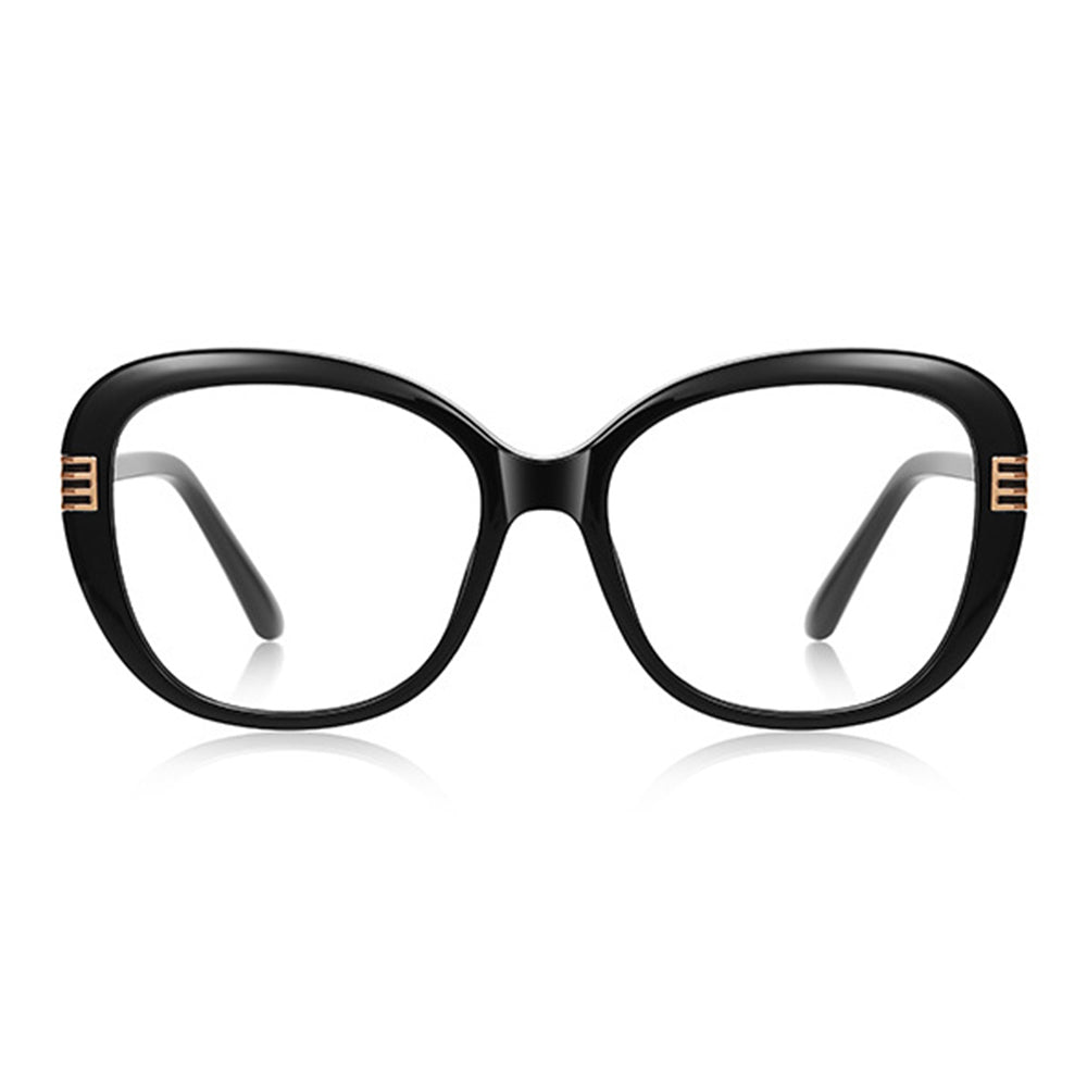Techsuit Anti-Blue Light Glasses Reflex PC (2265), for Women, Butterfly, TR90&Metal Frame, AC Lens, Negru /Gold