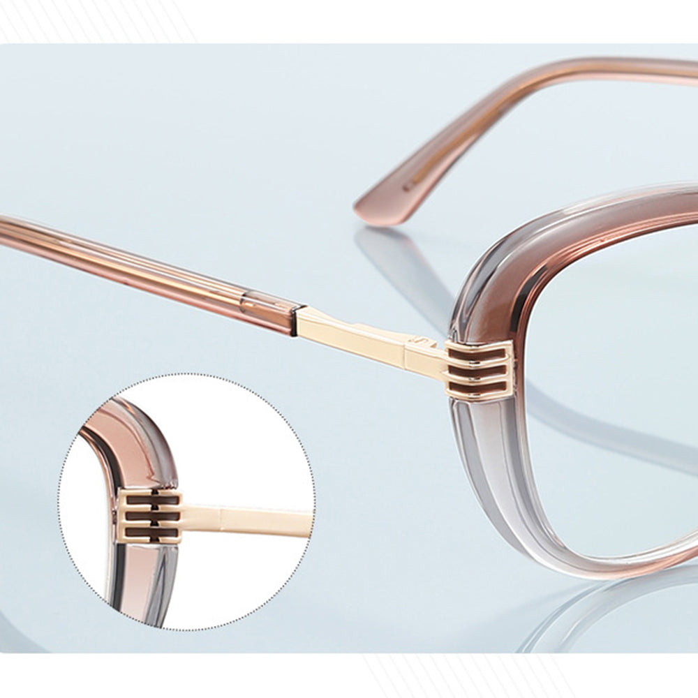 Techsuit Anti-Blue Light Glasses Reflex PC (2265), for Women, Butterfly, TR90&Metal Frame, AC Lens, Transparent /Brown