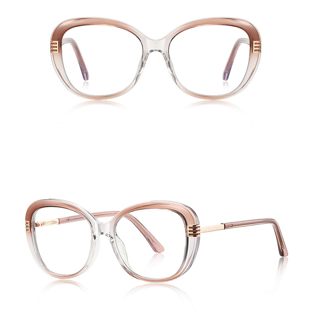 Techsuit Anti-Blue Light Glasses Reflex PC (2265), for Women, Butterfly, TR90&Metal Frame, AC Lens, Transparent /Brown
