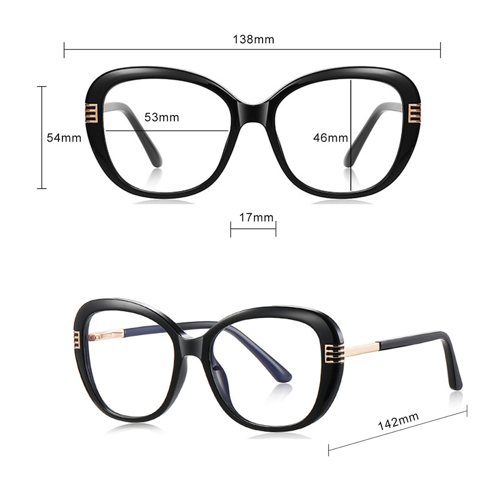 Techsuit Anti-Blue Light Glasses Reflex PC (2265), for Women, Butterfly, TR90&Metal Frame, AC Lens, Transparent /Brown