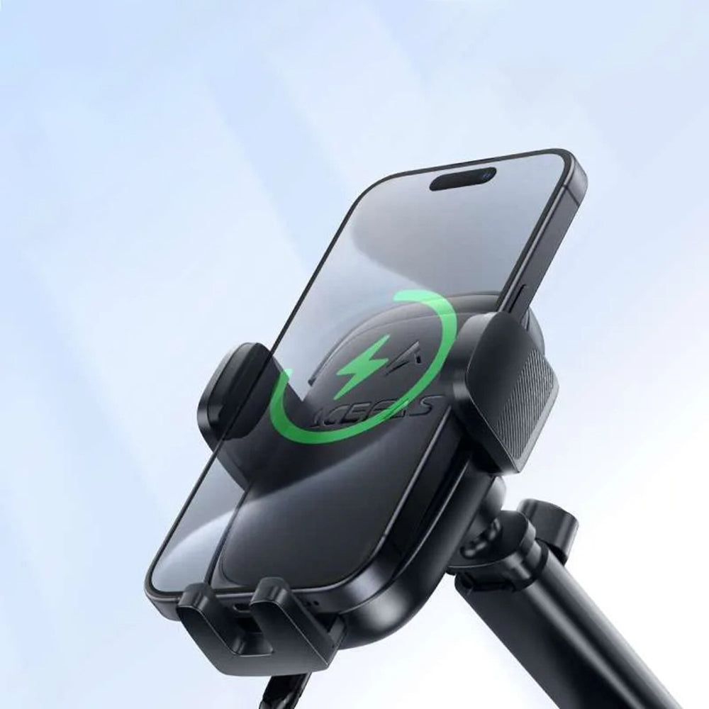 Suport Acefast with Wireless Charging (D49), for Dashboard/Windshield, Magnetic Grip, Lock Clip, 15W, for 4.7-6.9" Phones, Negru