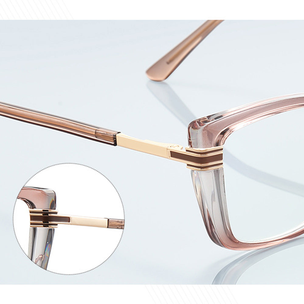 Techsuit Anti-Blue Light Glasses Reflex PC (2273), for Women, Oversized, TR90&Metal Frame, AC Lens, Transparent /Leopard