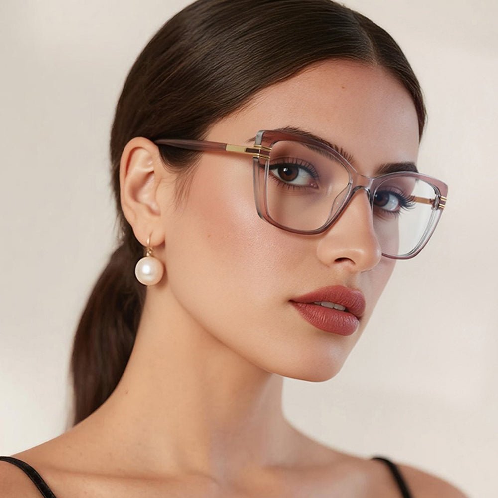 Techsuit Anti-Blue Light Glasses Reflex PC (2273), for Women, Oversized, TR90&Metal Frame, AC Lens, Transparent /Leopard
