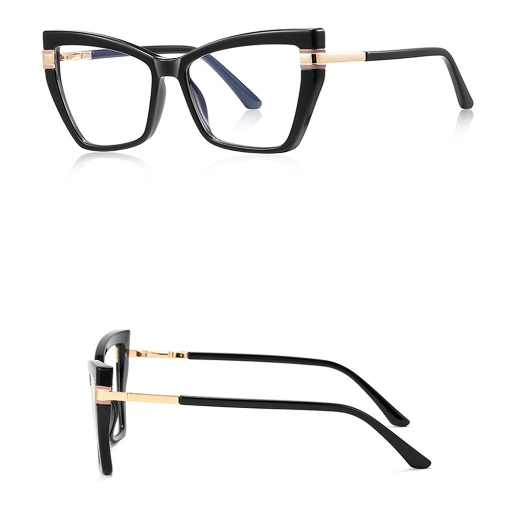 Techsuit Anti-Blue Light Glasses Reflex PC (2269), for Women, Oversized, TR90&Metal Frame, AC Lens, Negru