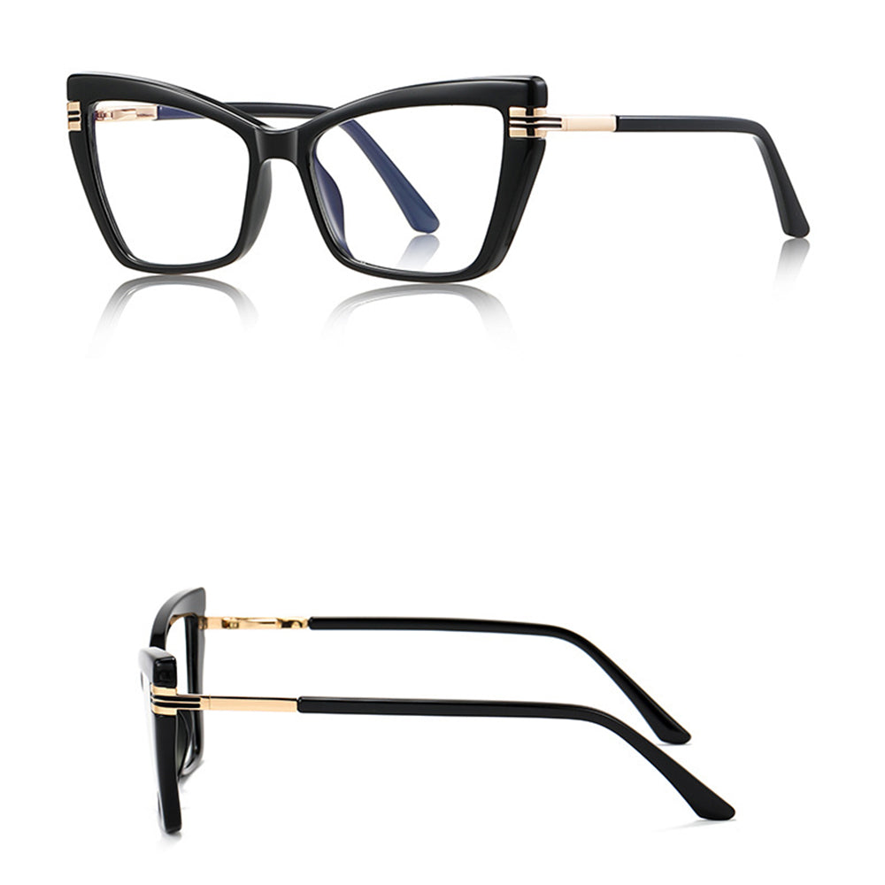 Techsuit Anti-Blue Light Glasses Reflex PC (2263), for Women, Rectangle, TR90&Metal Frame, AC Lens, Negru