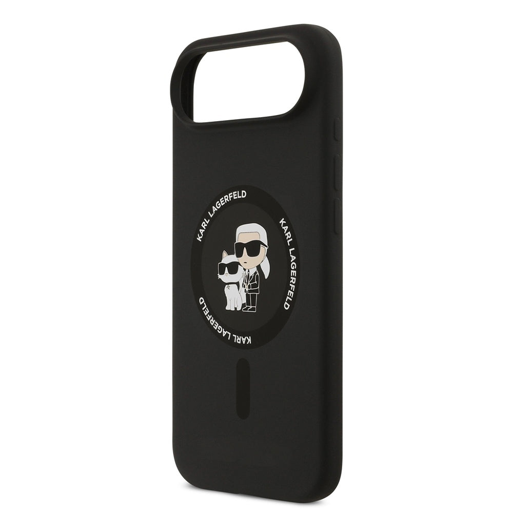Husa de protectie Karl Lagerfeld Silicone Ring MagSafe (KLHMP17MSCMKCRHK) compatibil cu iPhone 17 Air, Negru Karl&Choupette
