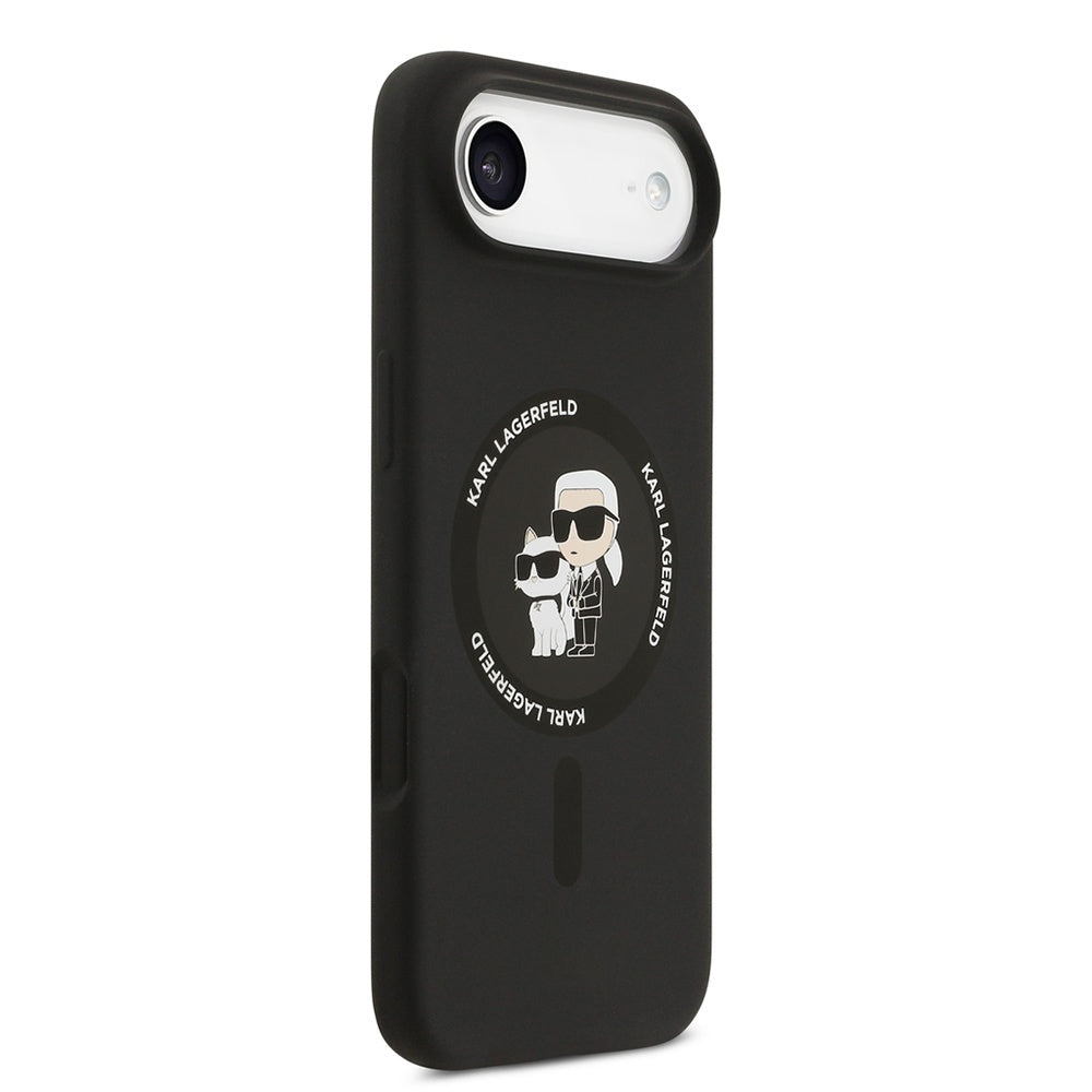 Husa de protectie Karl Lagerfeld Silicone Ring MagSafe (KLHMP17MSCMKCRHK) compatibil cu iPhone 17 Air, Negru Karl&Choupette
