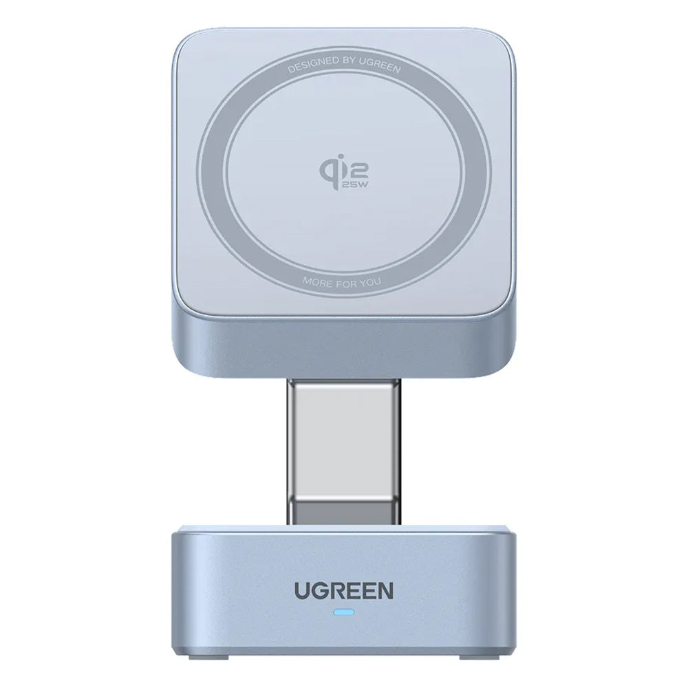 Incarcator Ugreen Wireless Charging Station W752 (55960B), MagSafe, Fast Charging, Qi2, for iPhone, AirPods, Apple Watch, 35W, Albastru