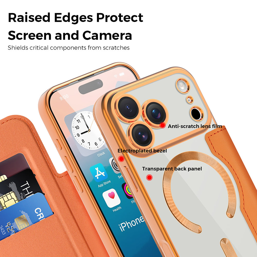 Husa de protectie Techsuit SmartMag Book compatibil cu iPhone 17 Pro Max, Portocaliu