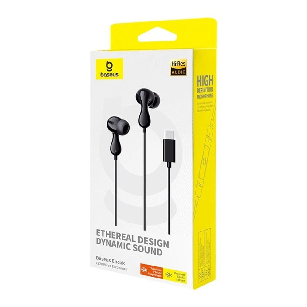 Casti Baseus Wired Earphones Encok CZ20 (A00171400113-00), Type-C, 20Hz-40kHz, Hi-Res, Cluster Black
