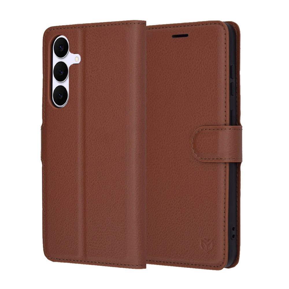 Husa de protectie Techsuit Leather Folio compatibil cu Samsung Galaxy S25 FE, Maro