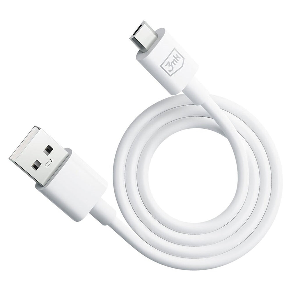 Cablu 3mk Hyper, USB-A to Micro-USB, 5V, 2.4A, 1.2m, Alb