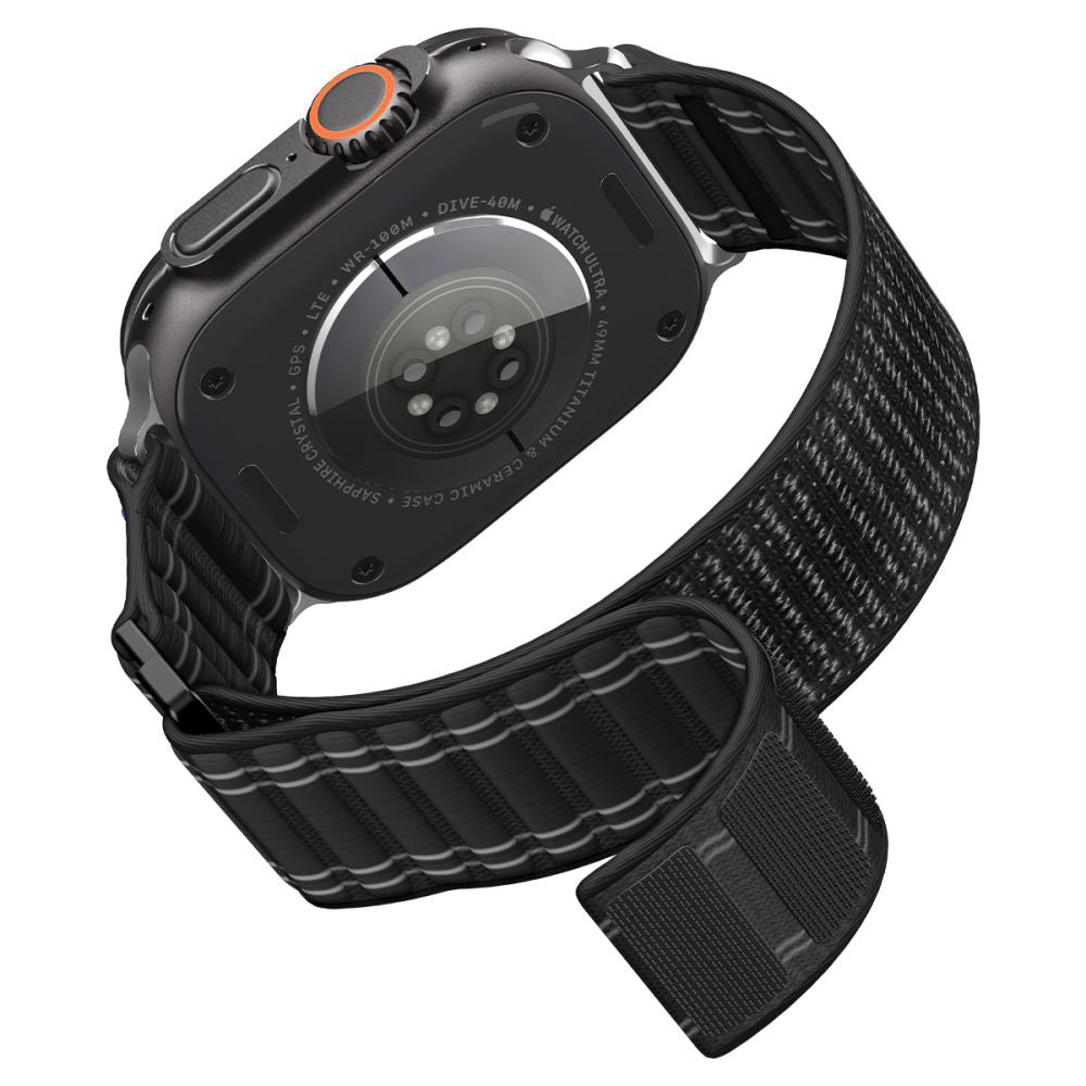 Curea smartwatch Spigen Watchband WBF0 (AMP10141) compatibil cu Apple Watch 8/9/10/11/SE/SE 2/SE 3/Ultra/Ultra 2/Ultra 3 (44/45/46/49mm), Negru