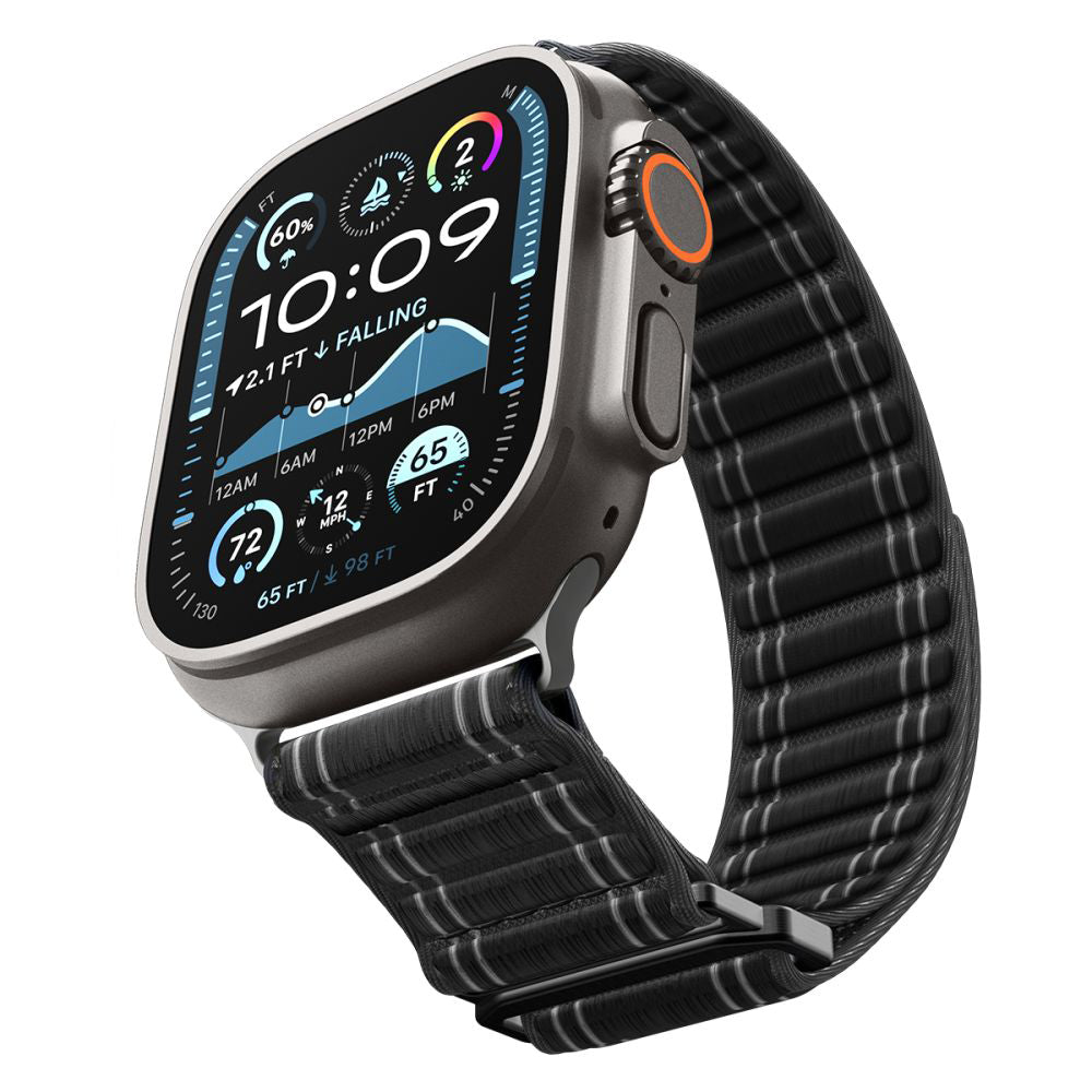 Curea smartwatch Spigen Watchband WBF0 (AMP10141) compatibil cu Apple Watch 8/9/10/11/SE/SE 2/SE 3/Ultra/Ultra 2/Ultra 3 (44/45/46/49mm), Negru