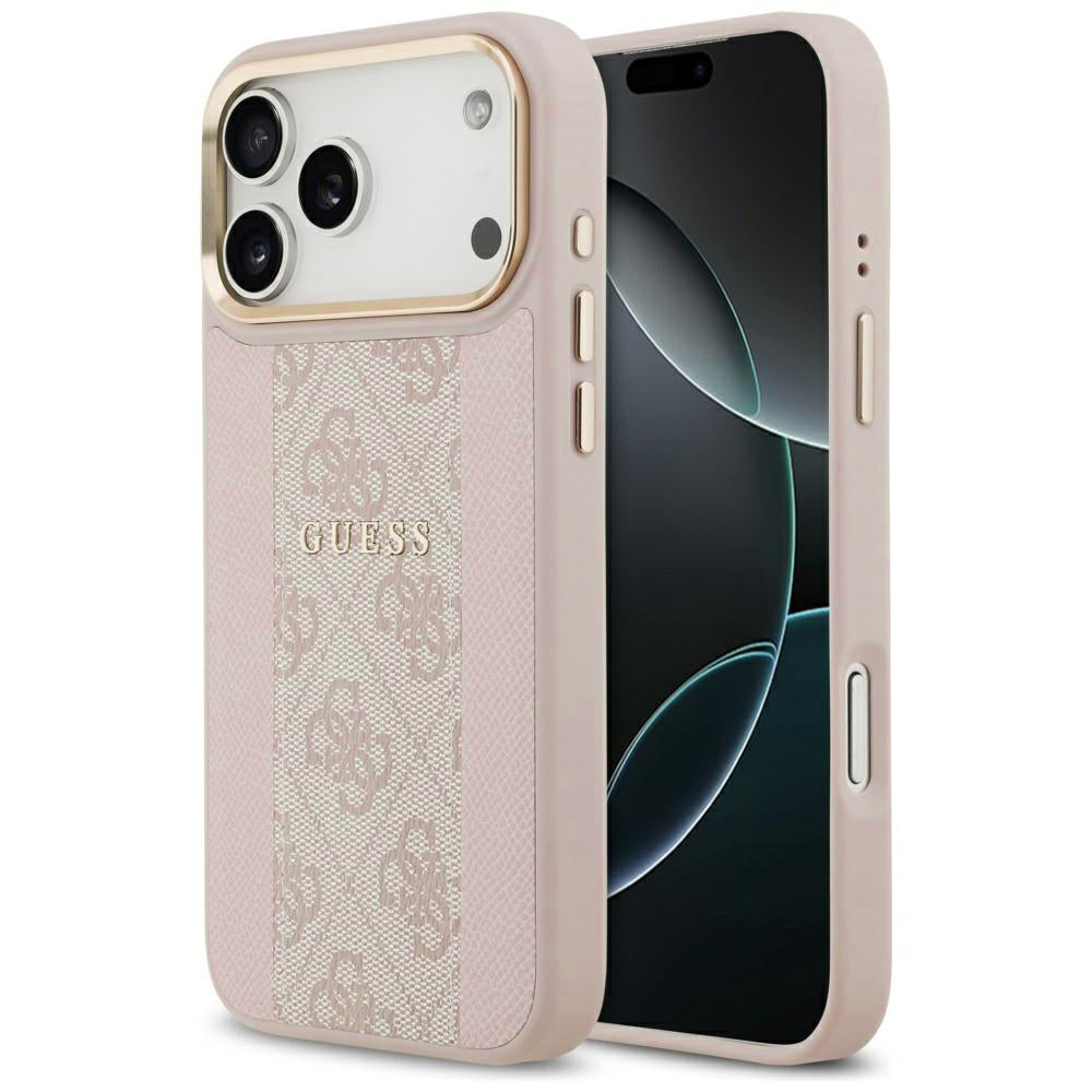 Husa de protectie Guess Hardcase 4G Stripe compatibil cu iPhone 17 Pro, Roz