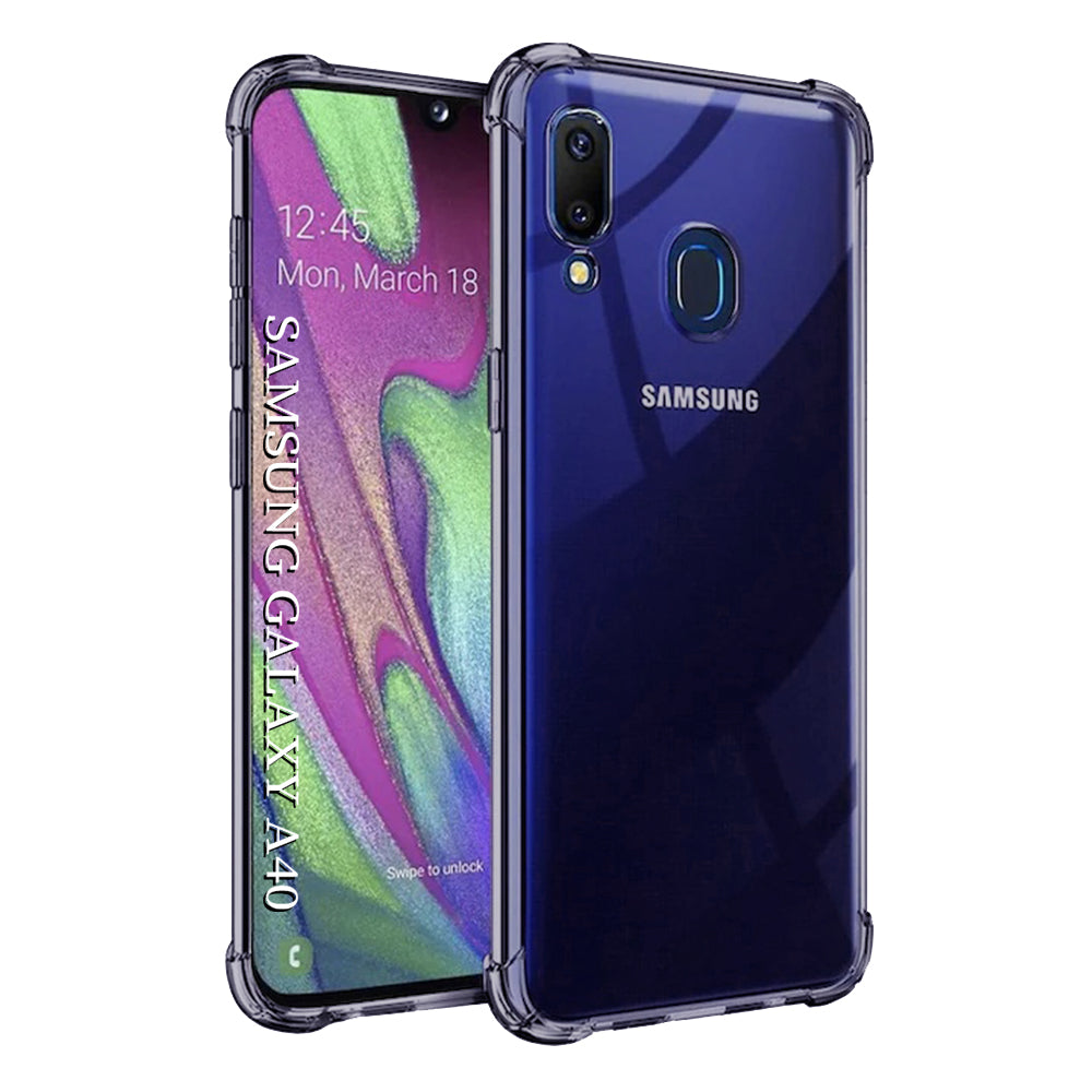 Husa de protectie Techsuit Shockproof Clear Silicone compatibil cu Samsung Galaxy A40, Negru Fumuriu