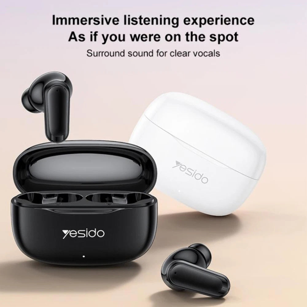 Casti Yesido (TWS38), Track System Stereo, Microphone, Bluetooth 5.4, In-ear Design, 250mAh, Alb
