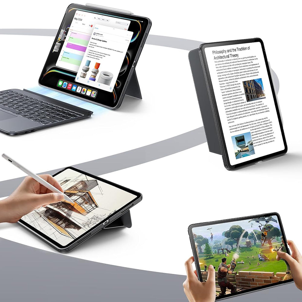 Husa de protectie tableta ESR Shift Keyboard Case compatibil cu iPad Pro 13 (2024) / iPad Pro 13 (2025), Gri Inchis