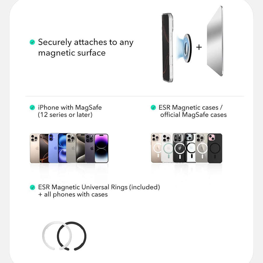 Suport ESR Phone Grip Stand (2K6180361), Magnetic, 360°, 5.2mm Ultra-thin, with HaloLock Universal Ring, Lavanda