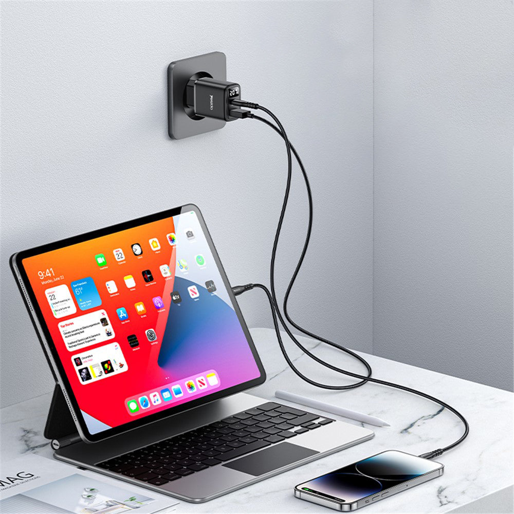 Incarcator Yesido (YC68), with Digital Display, Quick Charge, for Phone, Tablet, USB, Type-C, 20W, Negru