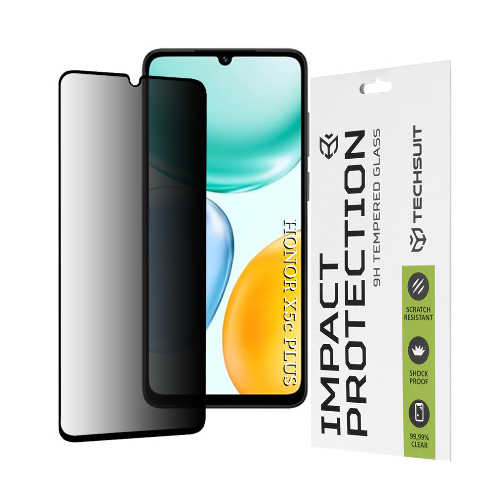 Folie de protectie Techsuit 111D Privacy Full Glue compatibil cu Honor X5c Plus, Negru