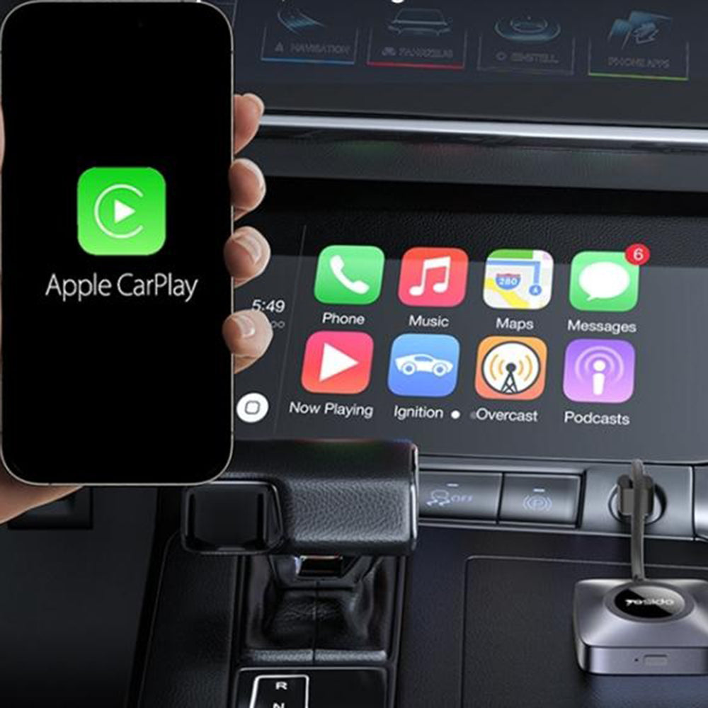 Gadget Yesido Wireless CarPlay Adapter (KM23), for Apple, with USB to Type-C Cable, Bluetooth V5.0, 1080P, Gri