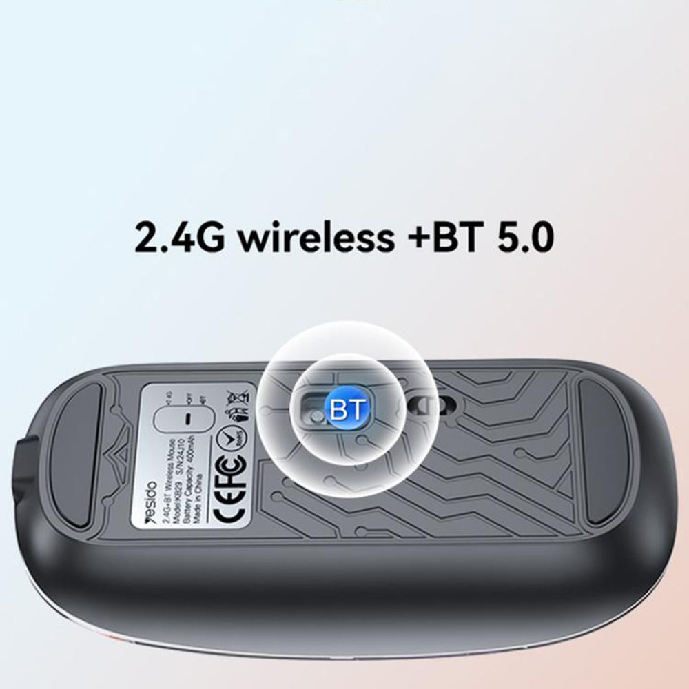 Tastatura/Mouse Yesido Wireless Mouse (KB29), Type-C, BT+ 2.4G Connection, 800/1200/1600DPI, 400mAh, Negru