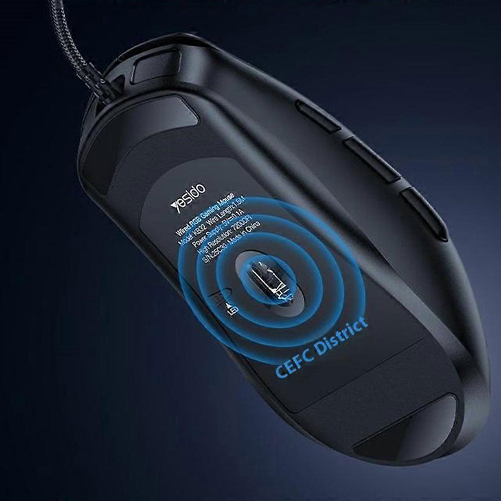 Tastatura/Mouse Yesido Wired Gaming Mouse (KB32), USB, Plug&Play, Ultra-Lightweight Design, RGB Lighting, 7200DPI, Negru