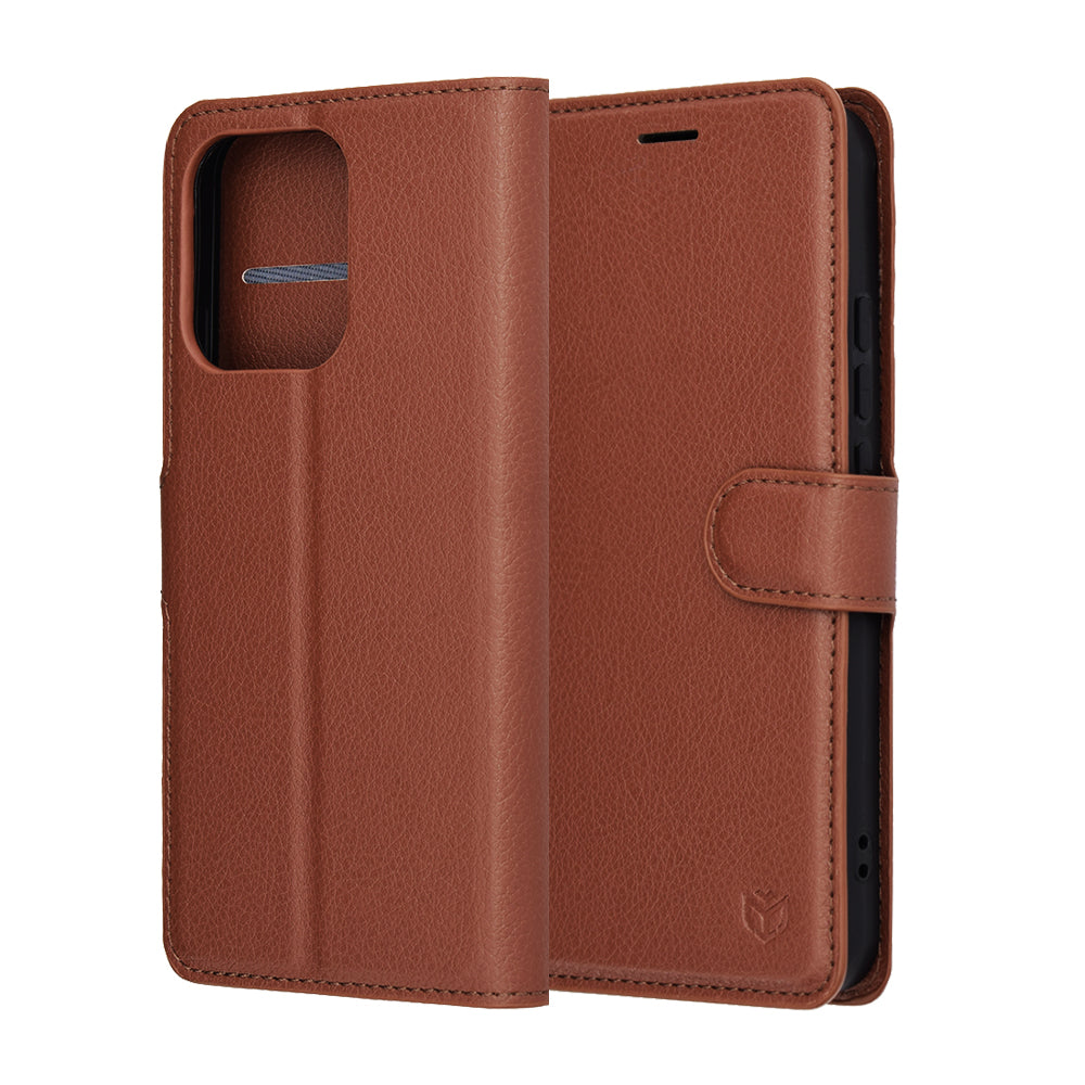 Husa de protectie Techsuit Leather Folio compatibil cu Oppo Reno14, Maro