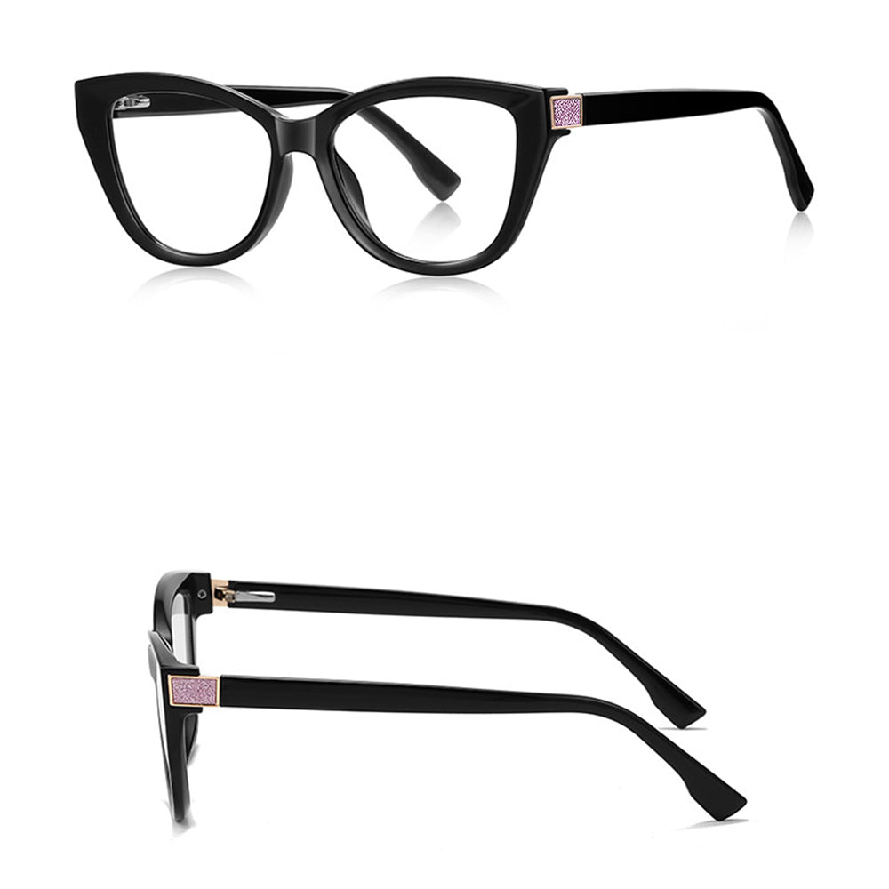 Techsuit Anti-Blue Light Glasses Reflex PC (2276), for Women, Cat Eye, TR90&PC Frame, AC Lens, Negru