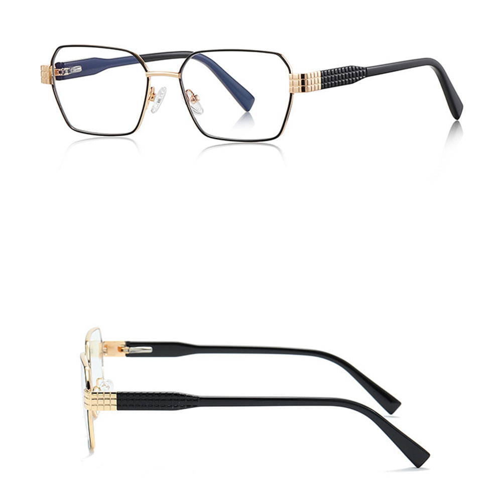 Techsuit Anti-Blue Light Glasses Reflex PC (3161), for Women, Rectangle, Metal Frame, AC Lens, Negru