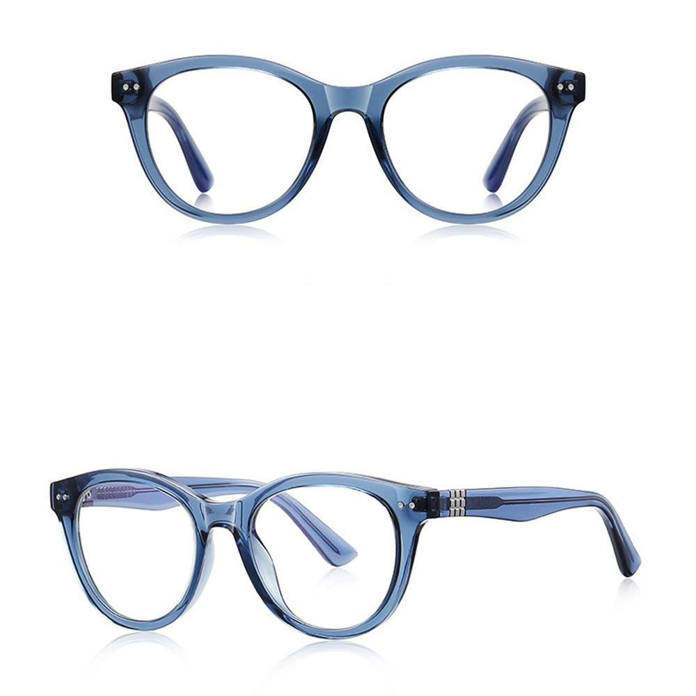 Techsuit Anti-Blue Light Glasses Reflex PC (2231), Round, TR90&Metal Frame, AC Lens, Transparent /Blue