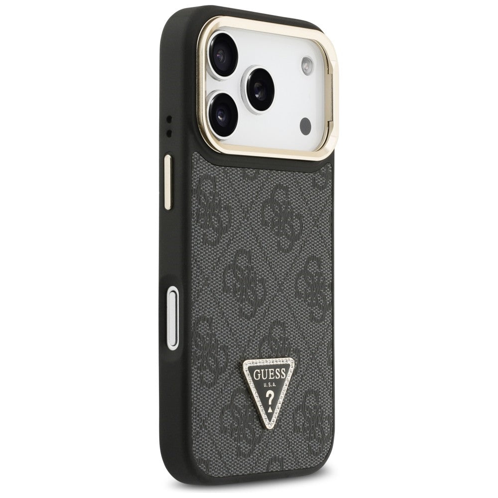 Husa de protectie Guess Hardcase 4G Triangle Logo MagSafe with Stand Camera (GUHMP17LPCS4GPTK) compatibil cu iPhone 17 Pro, Negru