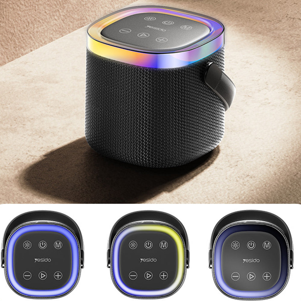 Casti Yesido Wireless Speaker (YSW25), Bluetooth 5.3, RGB Lights, IP67 Waterproof, Handle, TF, AUX, USB, Type-C, 1800mAh, Negru