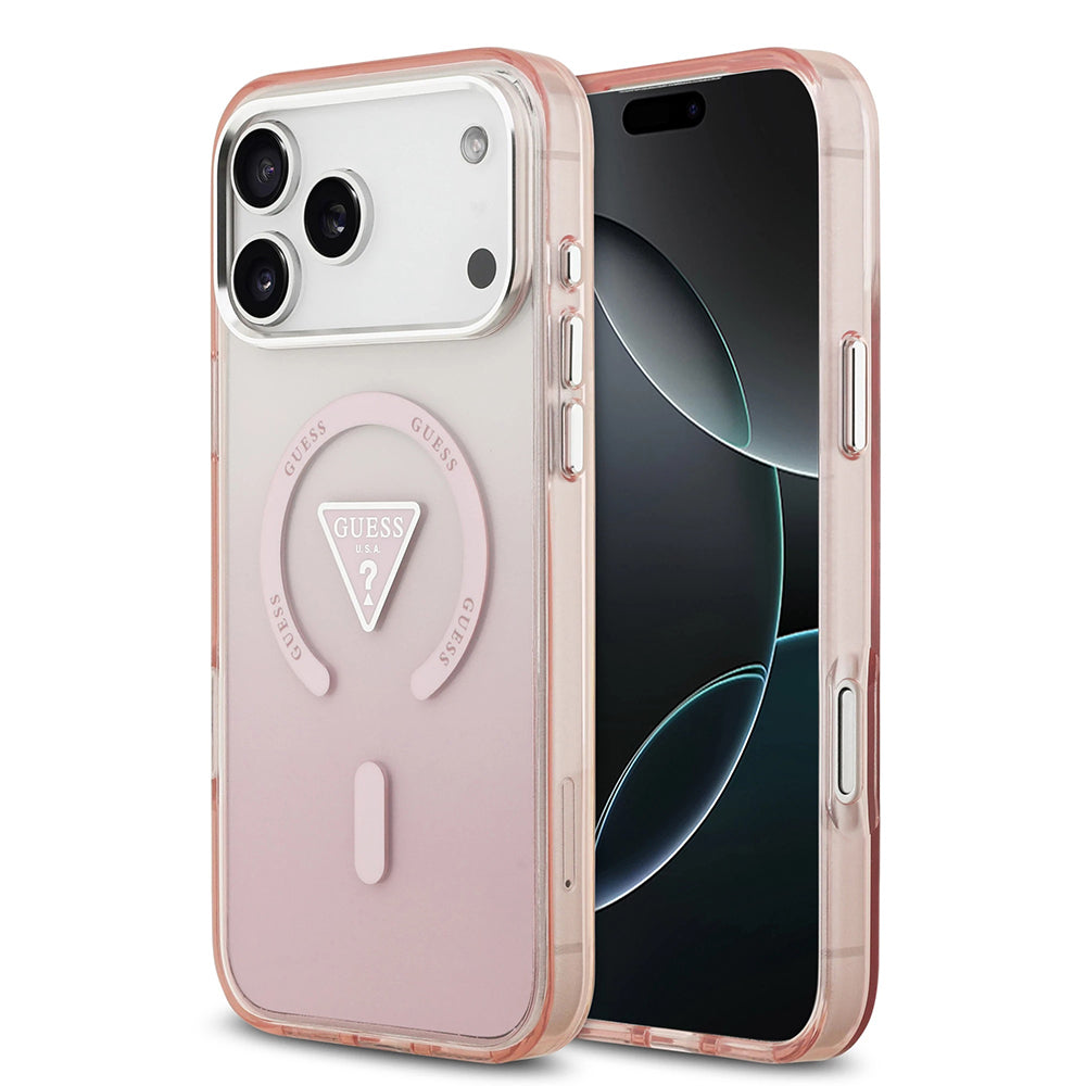 Husa de protectie Guess IML Gradient Triangle Logo MagSafe (GUHMP17XHGTMLCGP) compatibil cu iPhone 17 Pro Max, Roz