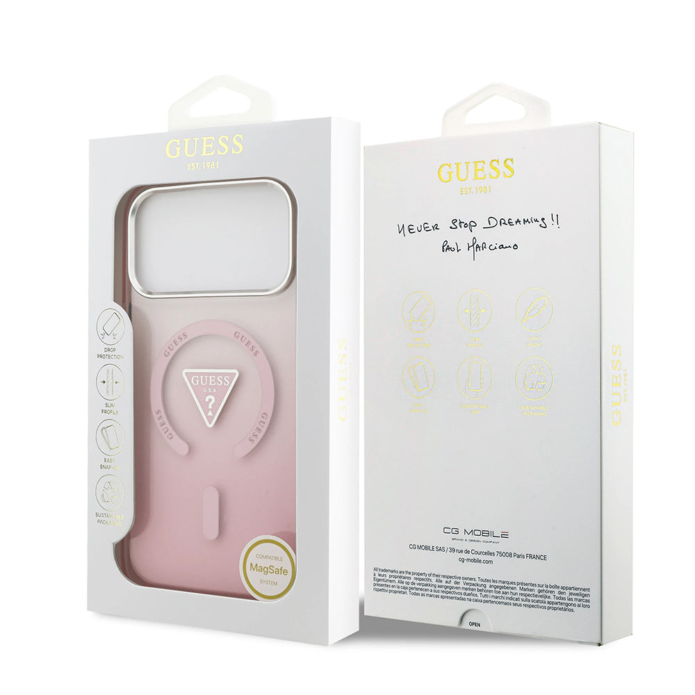 Husa de protectie Guess IML Gradient Triangle Logo MagSafe (GUHMP17XHGTMLCGP) compatibil cu iPhone 17 Pro Max, Roz