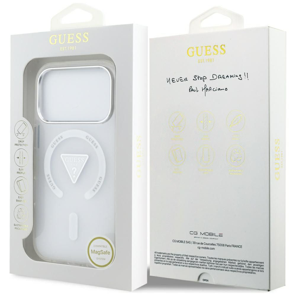 Husa de protectie Guess IML Gradient Triangle Logo MagSafe (GUHMP17LHGTMLCGT) compatibil cu iPhone 17 Pro, Transparent