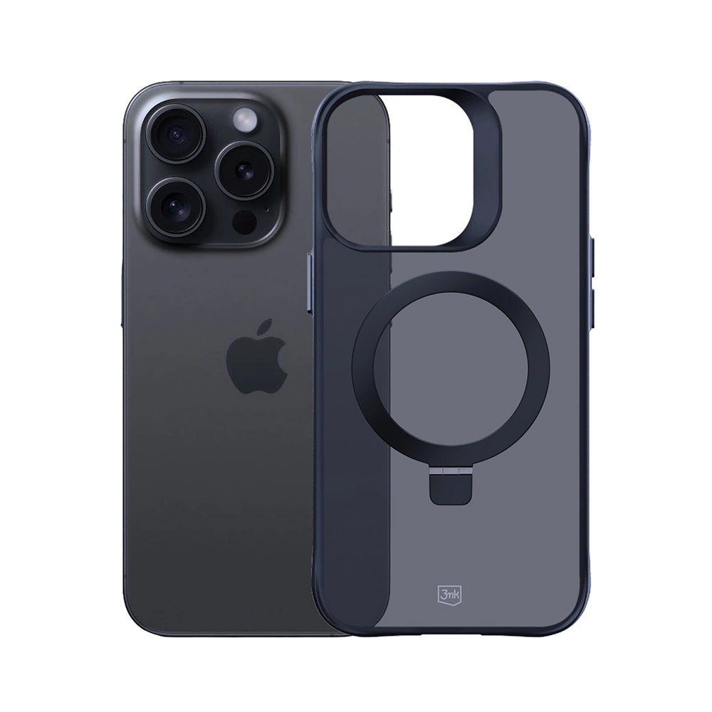 Husa de protectie 3mk Smoke Mag&Stand compatibil cu iPhone 16 Pro Max, Negru