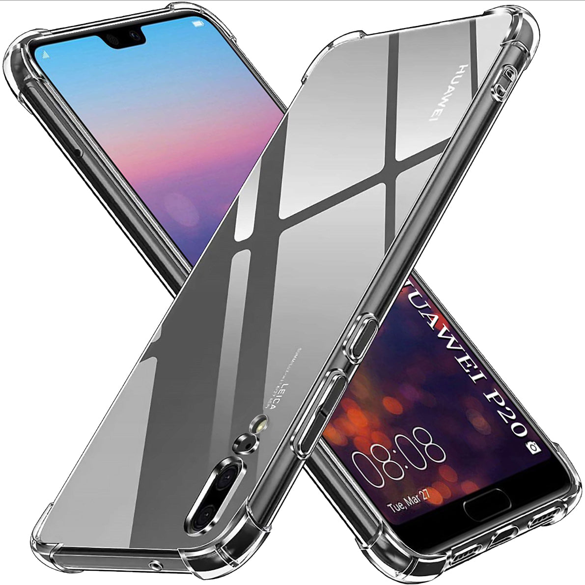 Husa de protectie Techsuit Shockproof Clear Silicone compatibil cu Huawei P20, Transparent