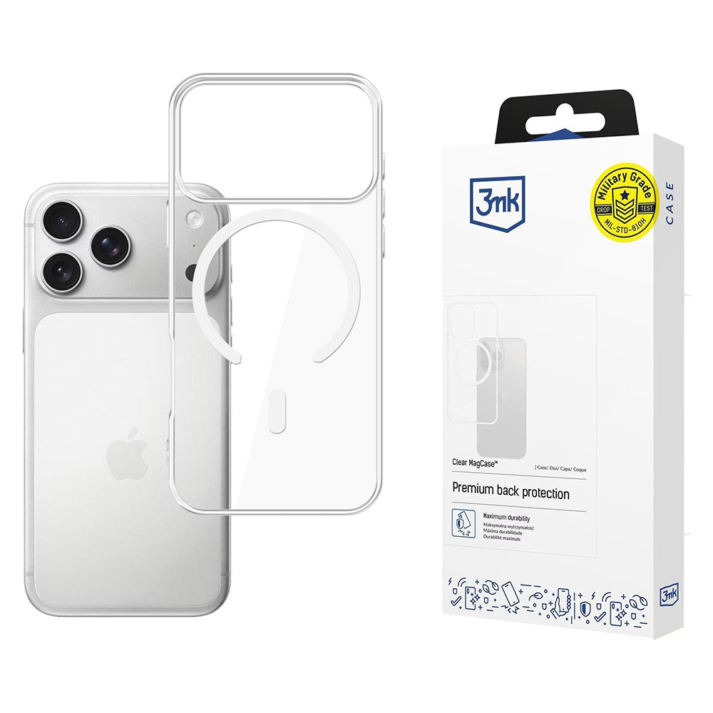 Husa de protectie 3mk Clear MagCase compatibil cu iPhone 17 Pro, Transparent