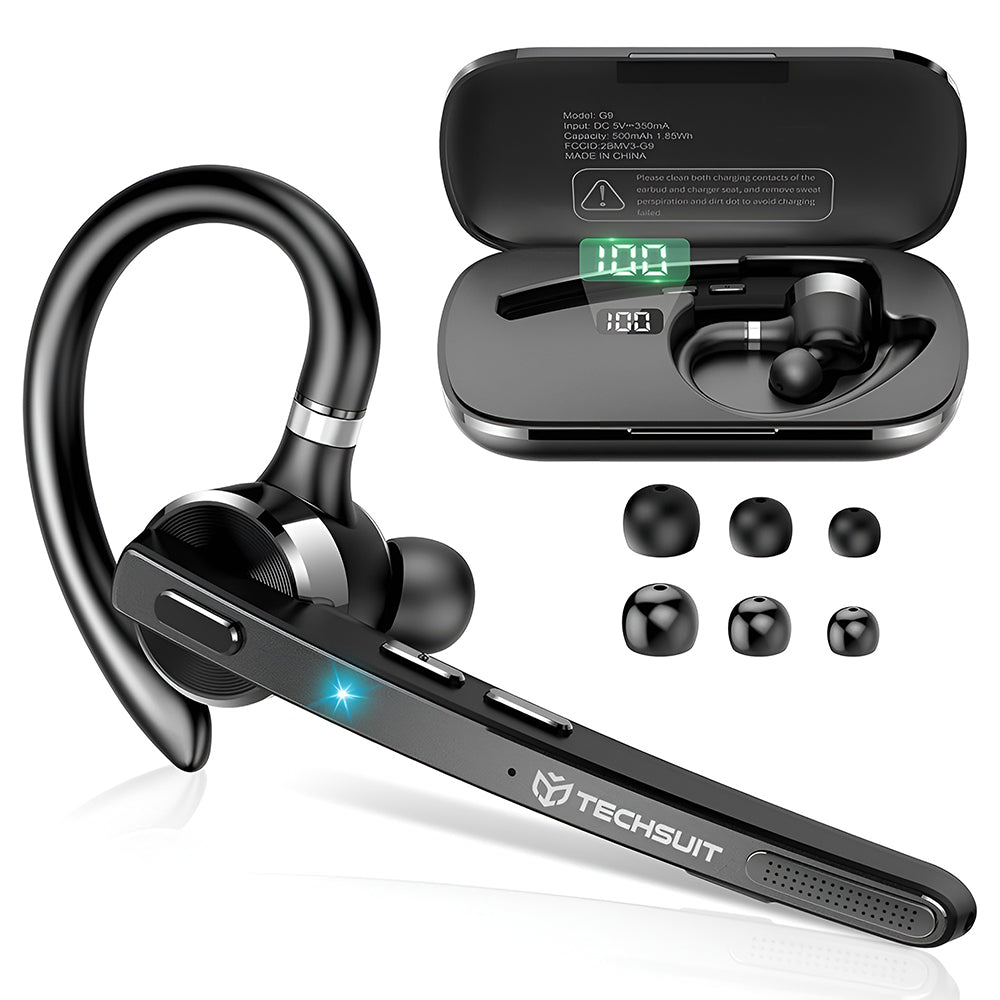 Casti Techsuit Premium Bluetooth Headset TalkZen (G9), HandsFree, BT5.1, Dual Noise Cancelling Microphone, 500mAh, 72hrs, Negru