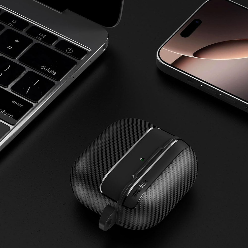 Casti Techsuit CarbonFiber, for AirPods 4, Negru
