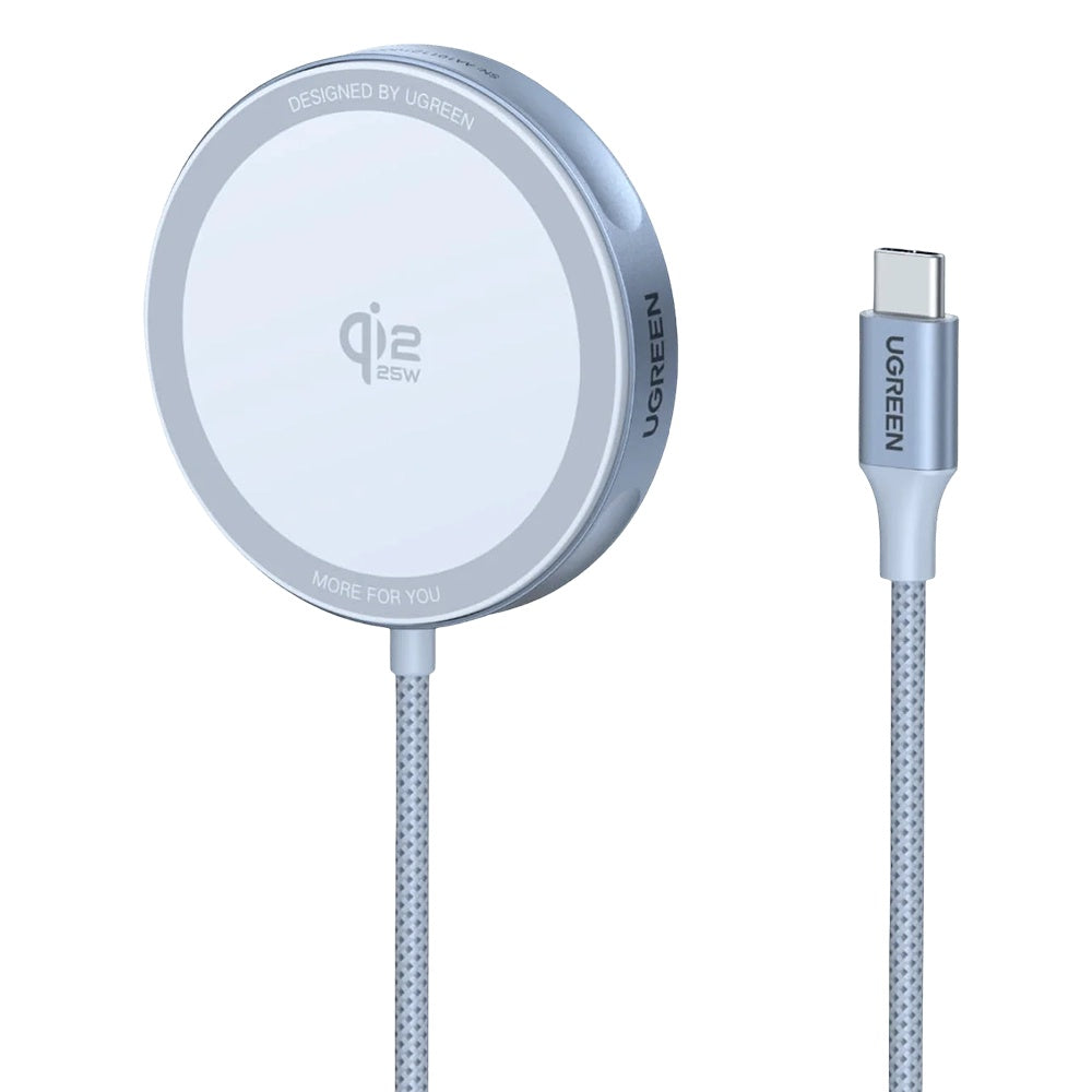 Incarcator Ugreen Wireless MagFlow (55959), Fast Charging, MagSafe, Qi2, 25W, Strong Grip, 1.5m, Albastru
