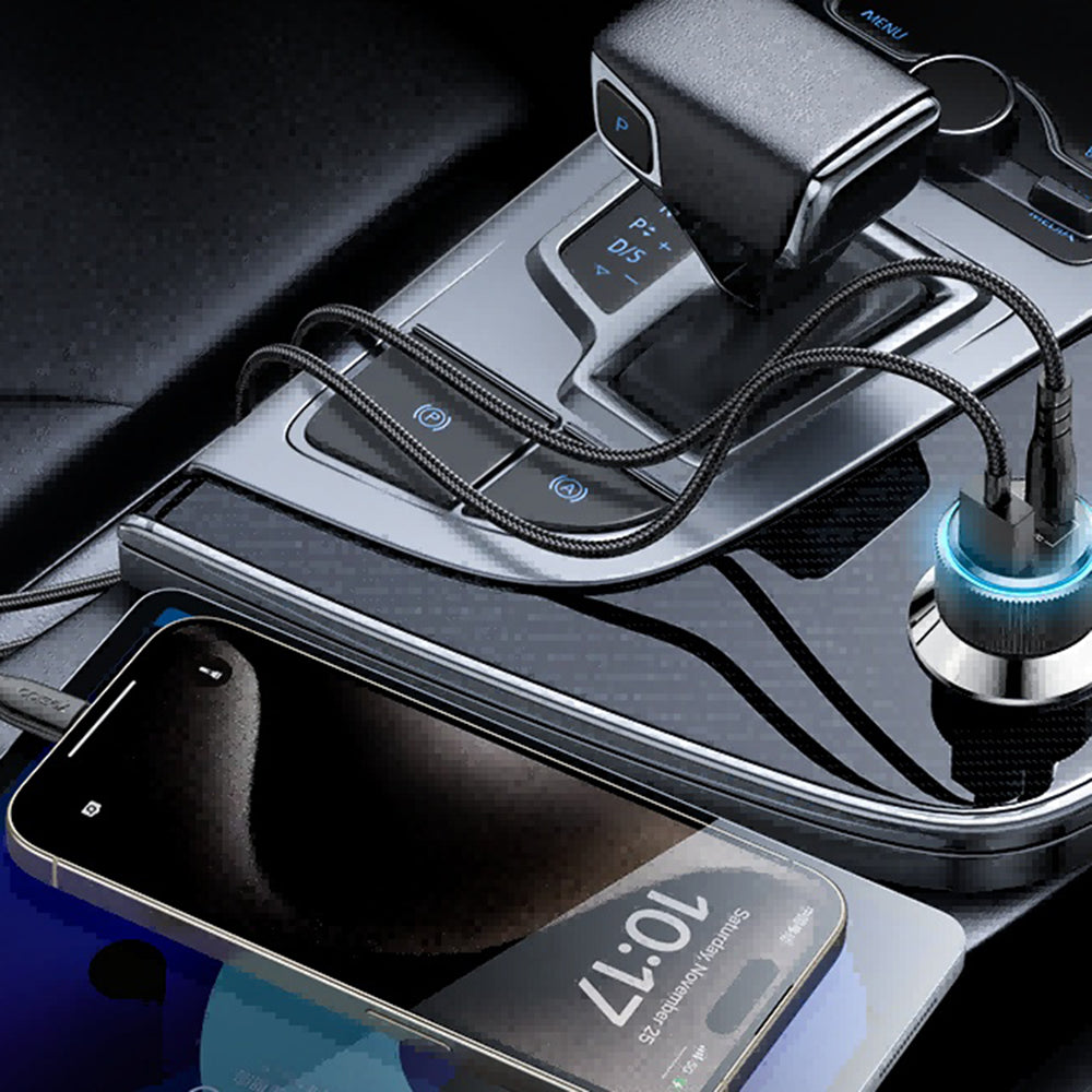 Incarcator Yesido Car (Y60), Cable Type-C to Lightning Included, Lightning/USB-A/USB-C Ports, 38W, Fast Charging, Negru