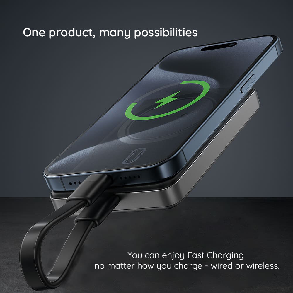 Baterie externa Acefast Magnetic Wireless Ultra-thin (M12-10000), Type-C, 10000mAh, 38.7Wh, PD20W, LED Indicator, Negru