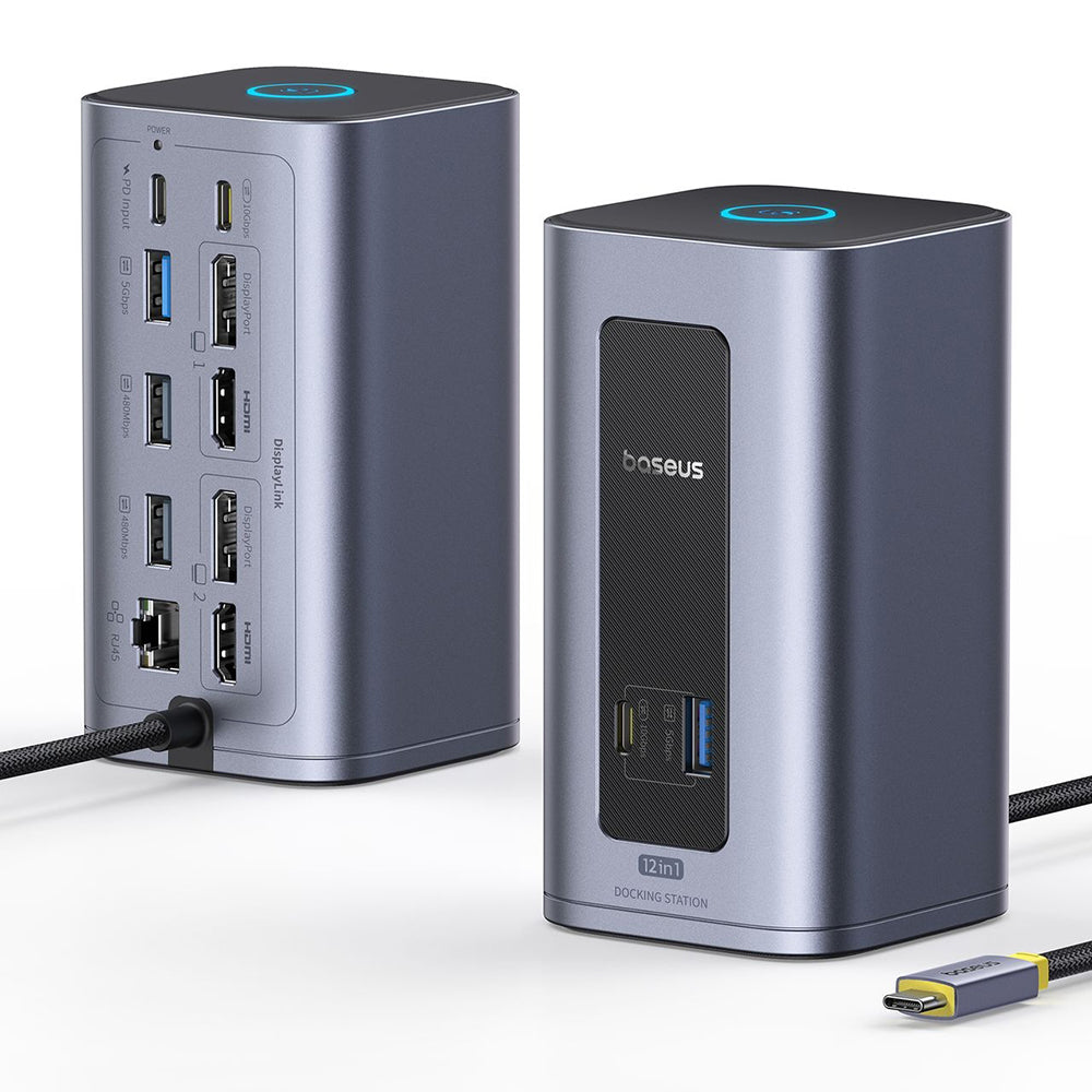 Hub/Dock Baseus Docking Station Nomos NU1 Air (B0114400), 12 Ports, 10Gbps, 100W PD, 4K Displays, Gri