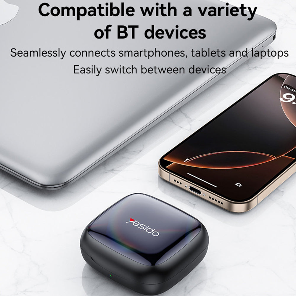 Casti Yesido (YSP24), with Bluetooth V5.4, Open-ear Design, Three-band Prominence, Touch, 400mAh, USB-C, Negru